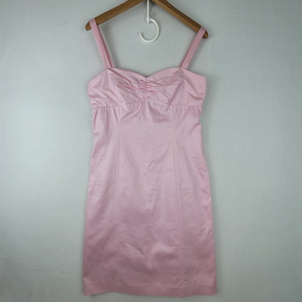 Antonio Melani Pink Ruched Bust Sleeveless Cotton Blend Sheath Dress Size 6
